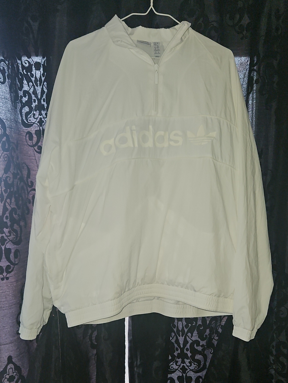adidas Cream Hooded Half-Zip Bomber Pullover